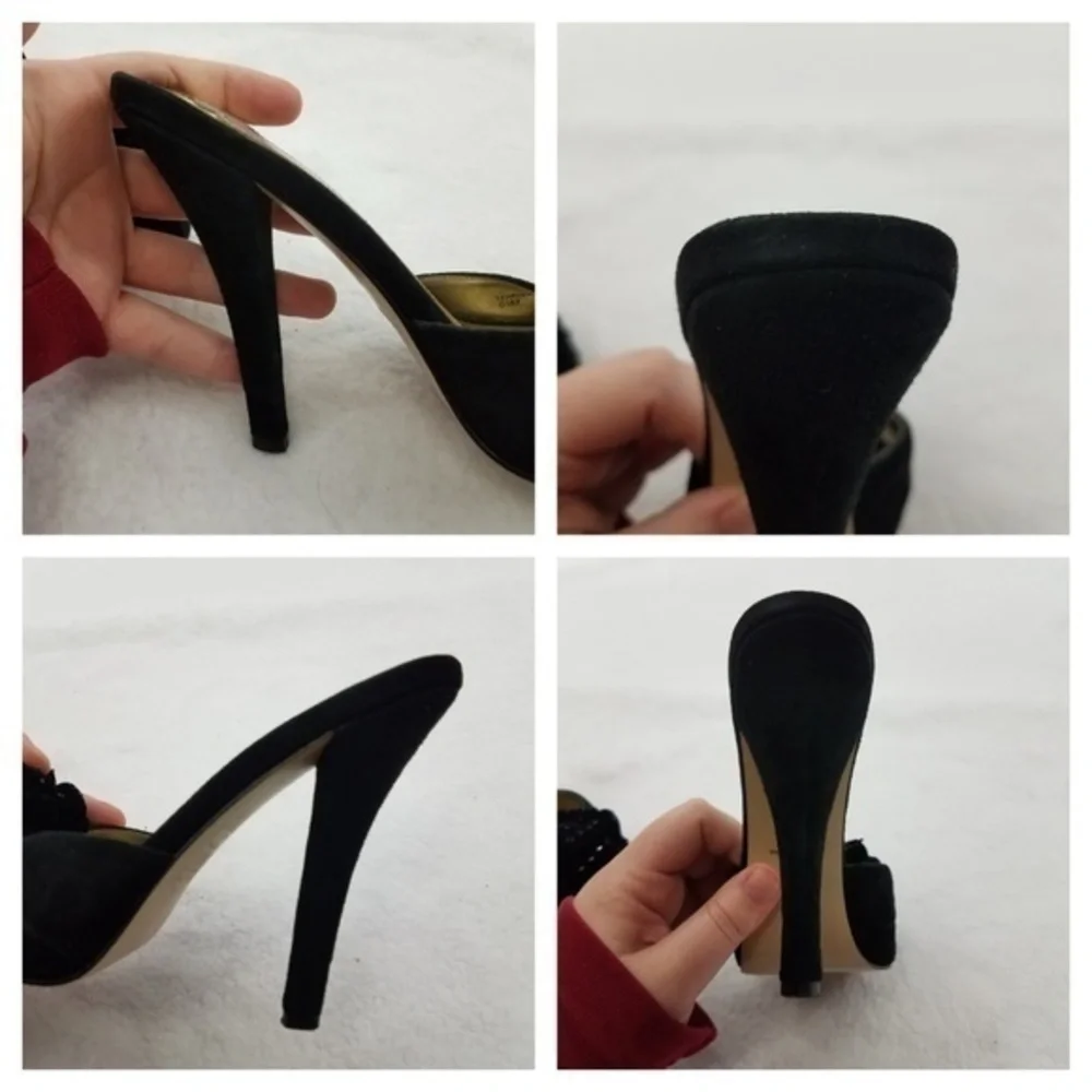 Hale Bob Size 6.5 Suede Heel‎ Shoes Womens Black Fl